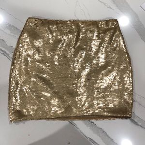 Gold Sequin Mini Skirt